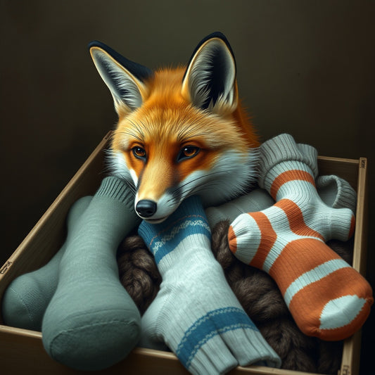 fox in a box with socks