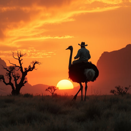 cowboy riding a ostrich